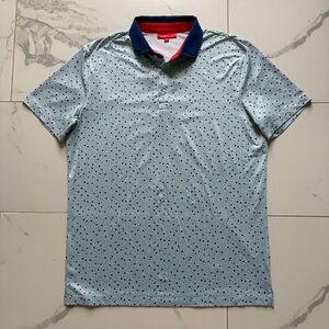 Redvanly Bedford Short Sleeve Golf Polo Shirt Size M Blue Speckle Splatter Dots